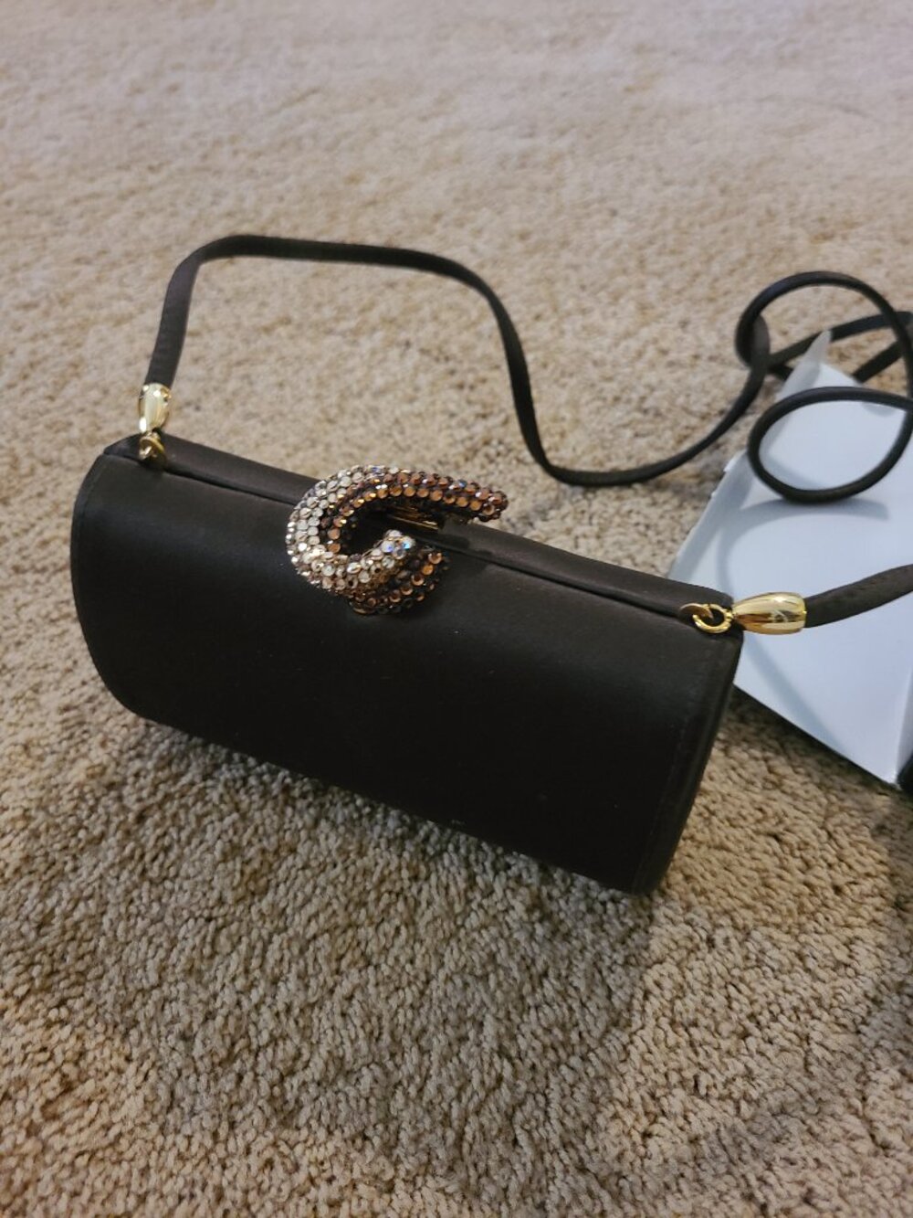 Vintage Letty Crystal Clasp Satin Evening Bag